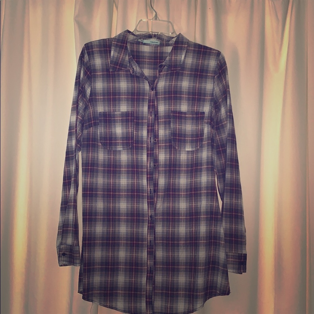 Long plaid button down